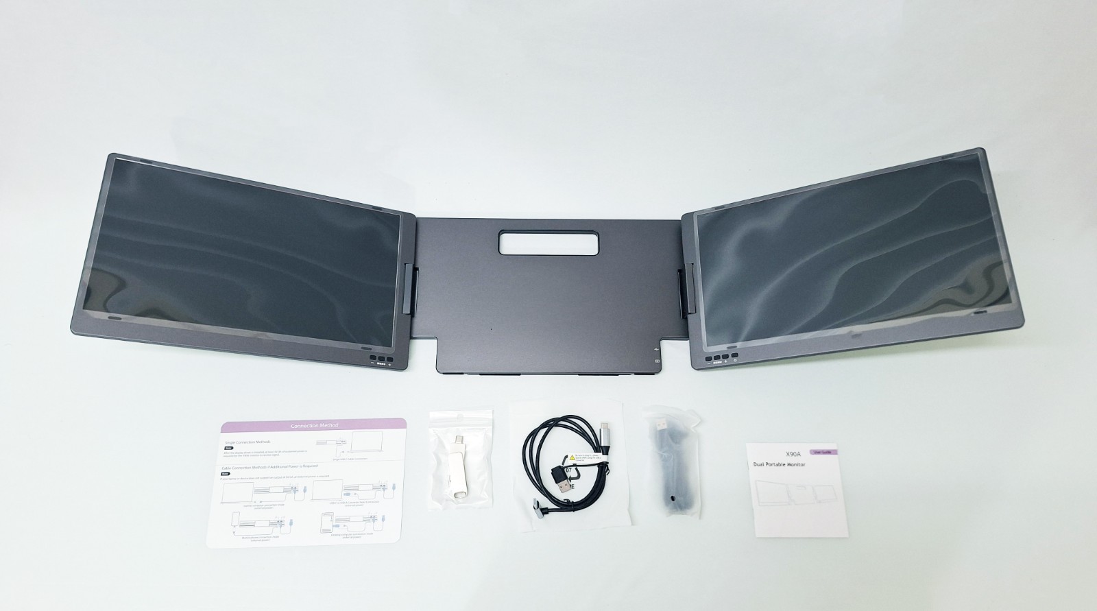 X90A 14" Triple Portable Monitor - Laptop Screen Extender With 2x Tempered Glass
