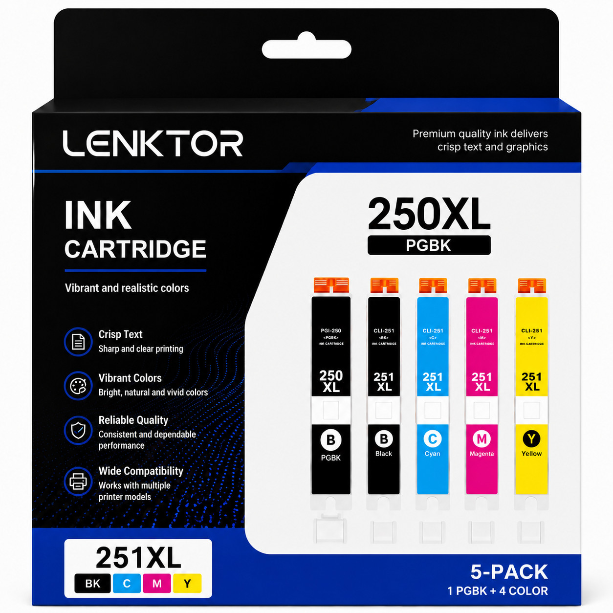 PGI-250XL 1PGBK CLI-251XL 4PK 1BK 1C 1M 1Y Ink for MG5422 MG5520 MG5620 MG6350