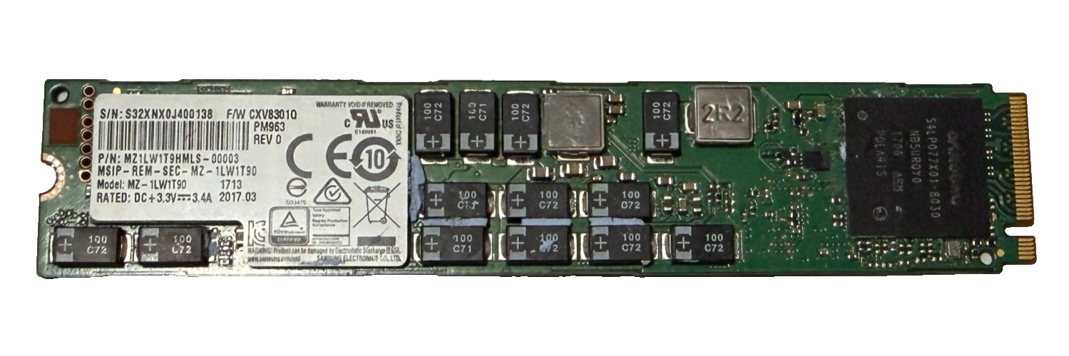 Samsung PM963 1.92TB NVME PCIe M.2 22110 SSD MZ-1LW1T90 99% Health