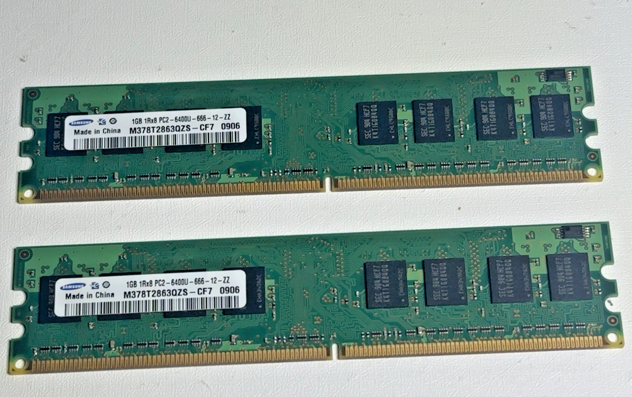 Samsung 2GB (2x1GB) DDR2-800 PC2-6400U Desktop RAM M378T2863QZS-CF7