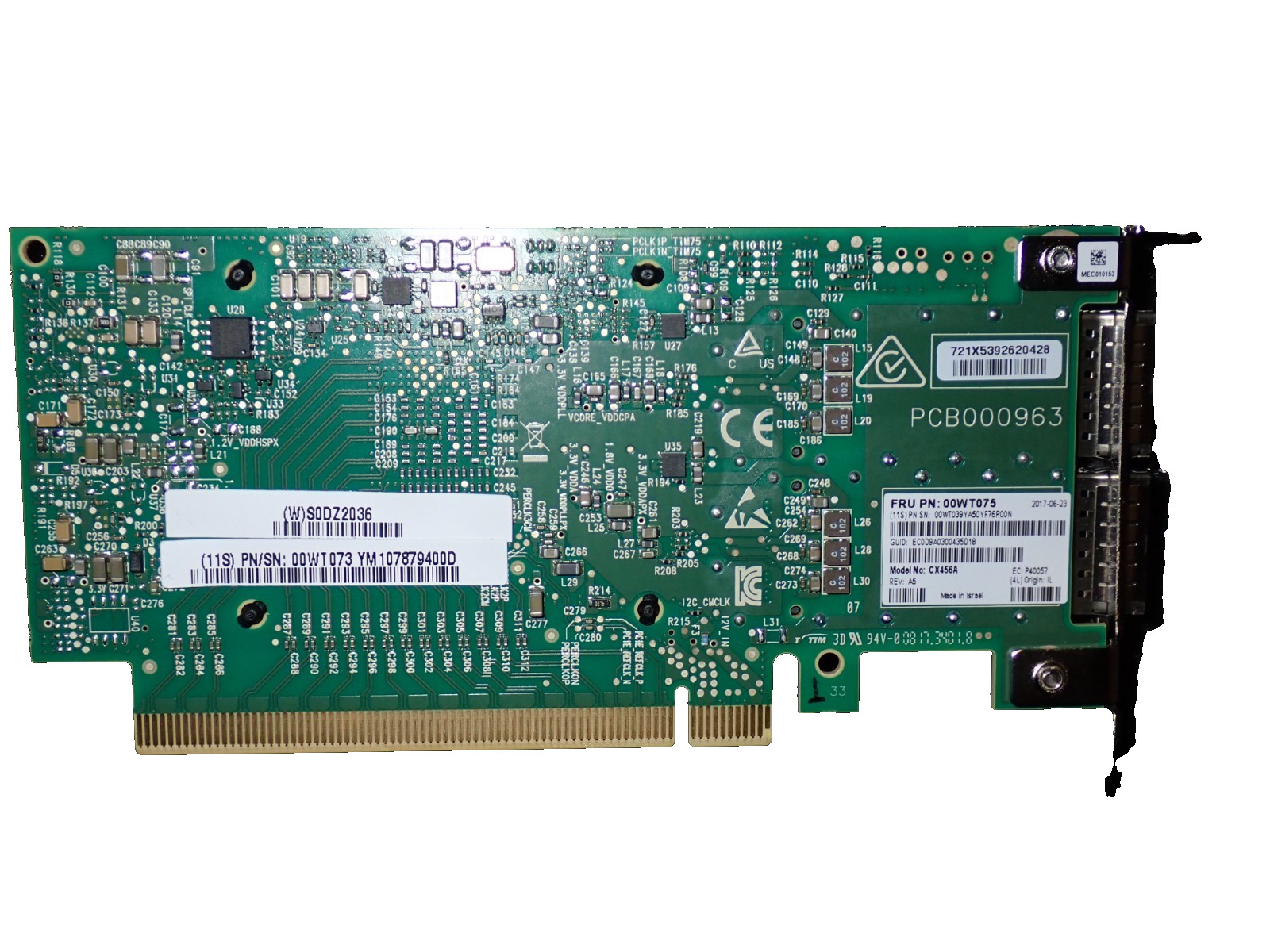 IBM Mellanox 00WT075 CX456A 2-Port 100Gb EDR LP Bracket Infiniband Adapter