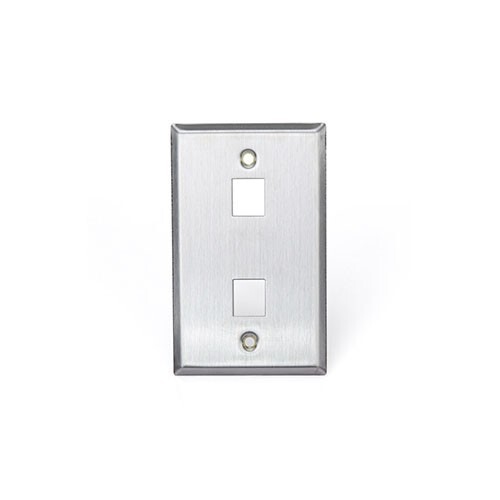 Leviton 43080-1S2 Stainless Steel Quickport Wallplate Single Gang 2-Port