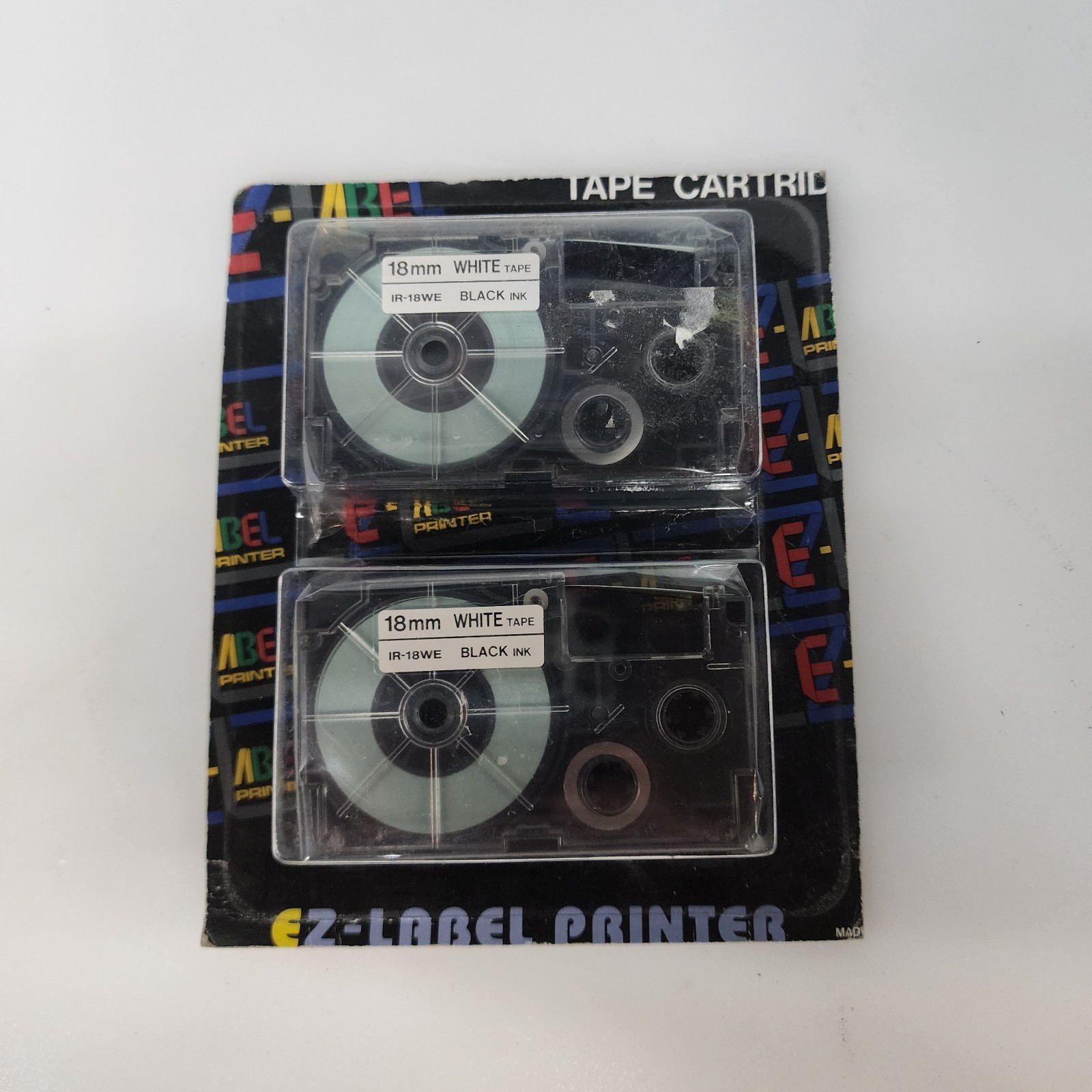 CASIO IR-18WE2S TAPE CASSETTES, 18mm,BLACK ON WHITE, 2 PACK NEW .