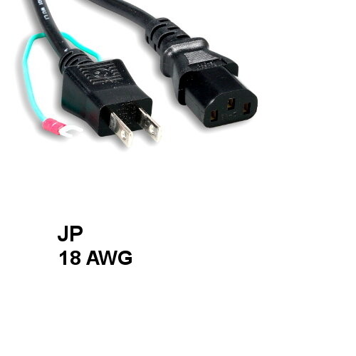 Kentek 6' ft 18 AWG Japan Power Cord IEC-60320 C13 to JP JIS 8303 w/ Ground PSE