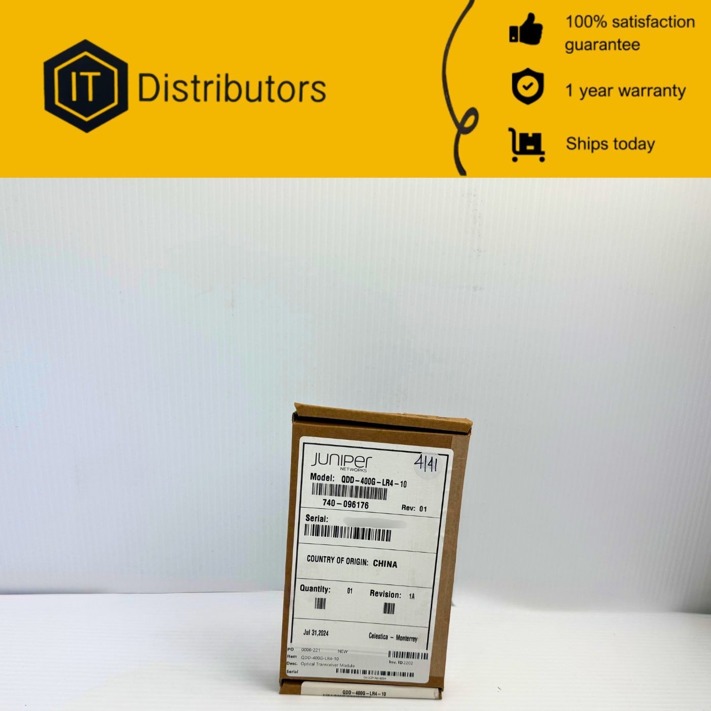 Juniper QDD-400G-LR4-10 / New / 1 Year Warranty / Ships Today