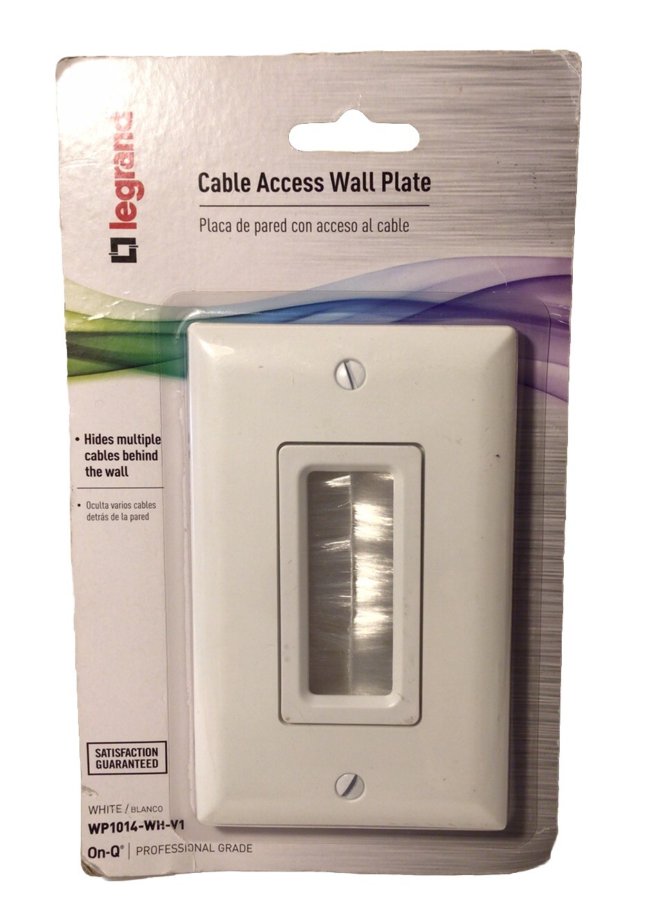 New Legrand Cable Access Wall Plate on-Q White-WP1014-WH-V1