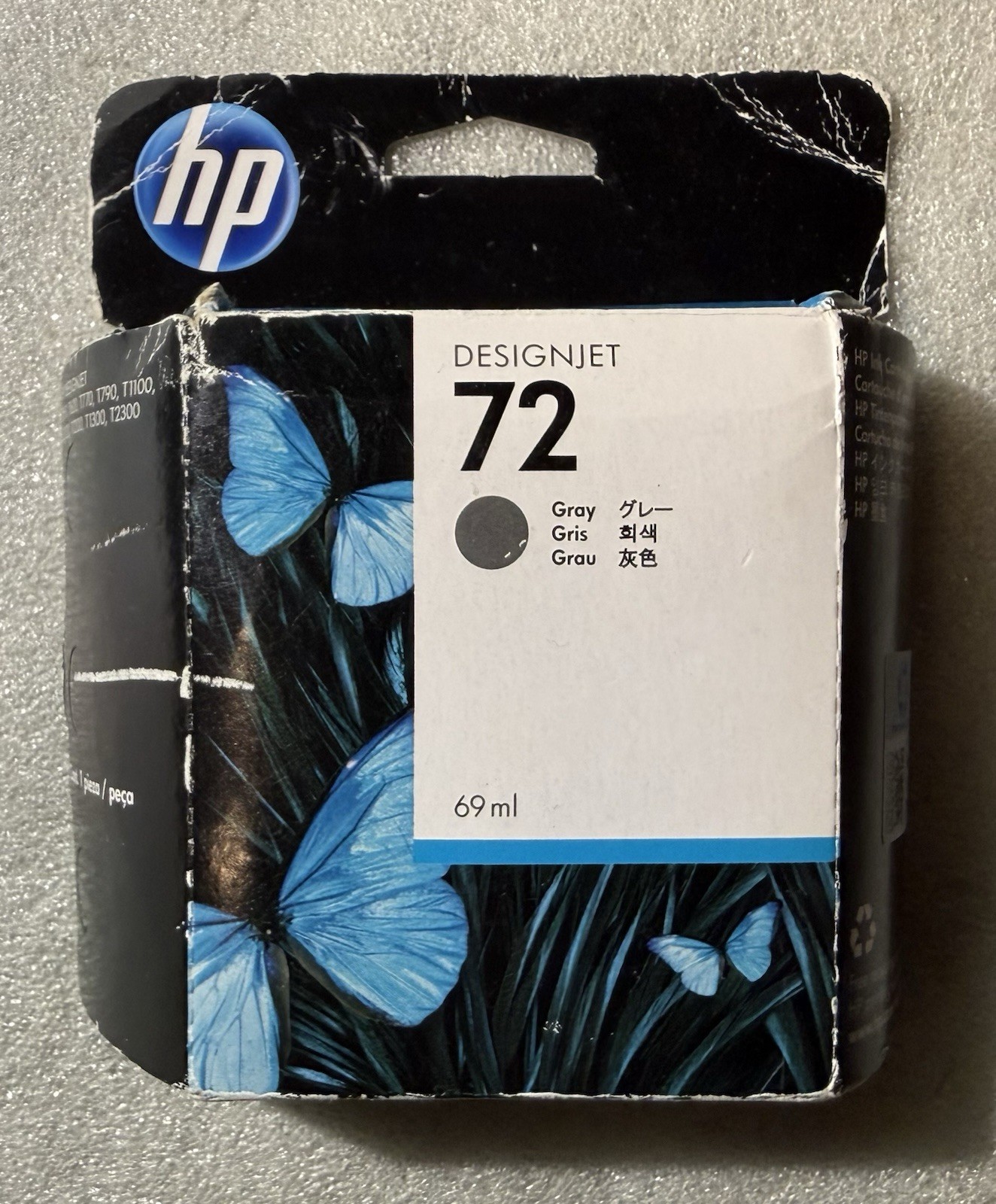 New HP DesignJet 72 Gray 69ml C9401A Large Format Printer Ink Cartridge NIB
