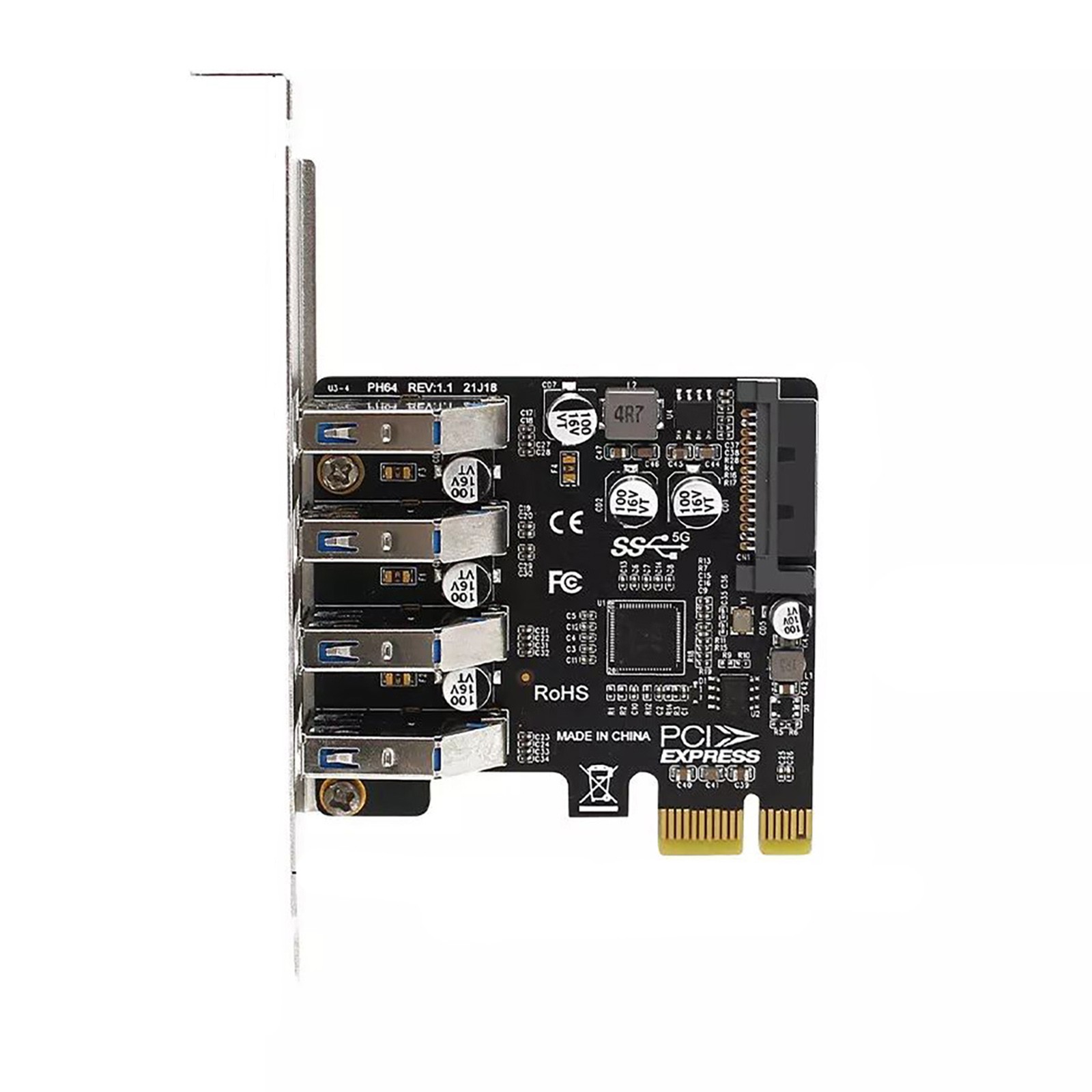 4 Ports PCI-E To USB 3.0 HUB PCI Express Expansion Card Adapter 5Gbps PH64 VL805