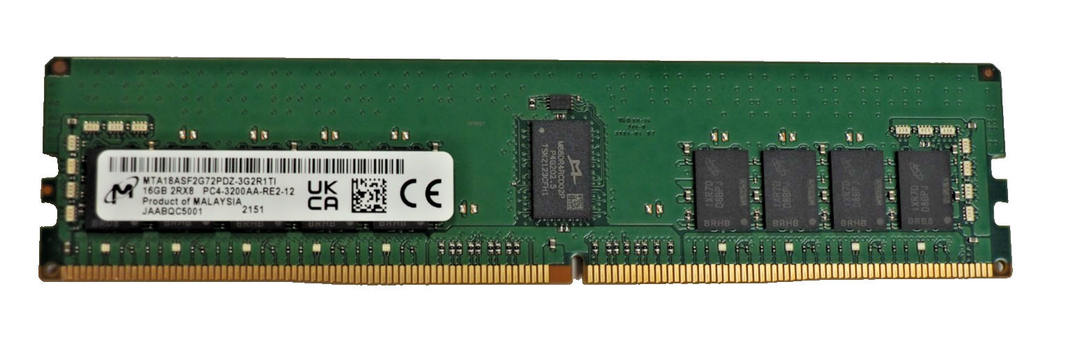 Micron 16GB 2Rx8 PC4-3200AA MTA18ASF2G72PDZ-3G2R1TI ECC REG Server Memory RAM
