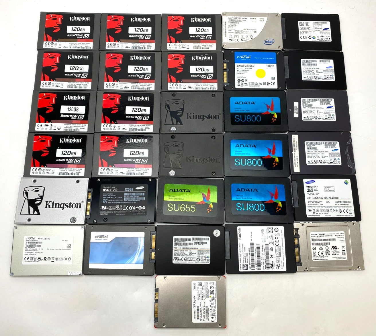 LOT OF 31 MIXED BRAND 120GB/128GB 2.5" SATAIII SOLID STATE DRIVE SSD ~FORMATTED~