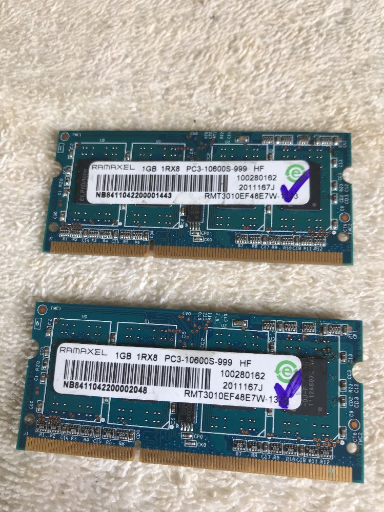RAMAXEL 2GB (2x1GB) Laptop RAM, Used