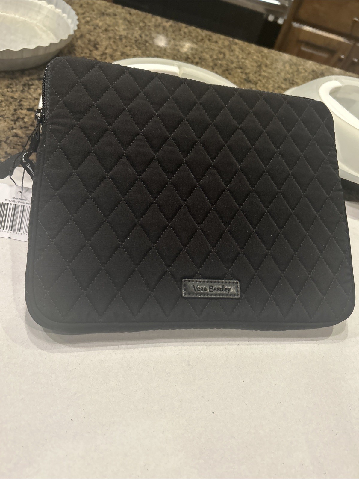 Vera Bradley Black Quilted Small Laptop/tablet Holder Approx  11”x8” Padded NEW