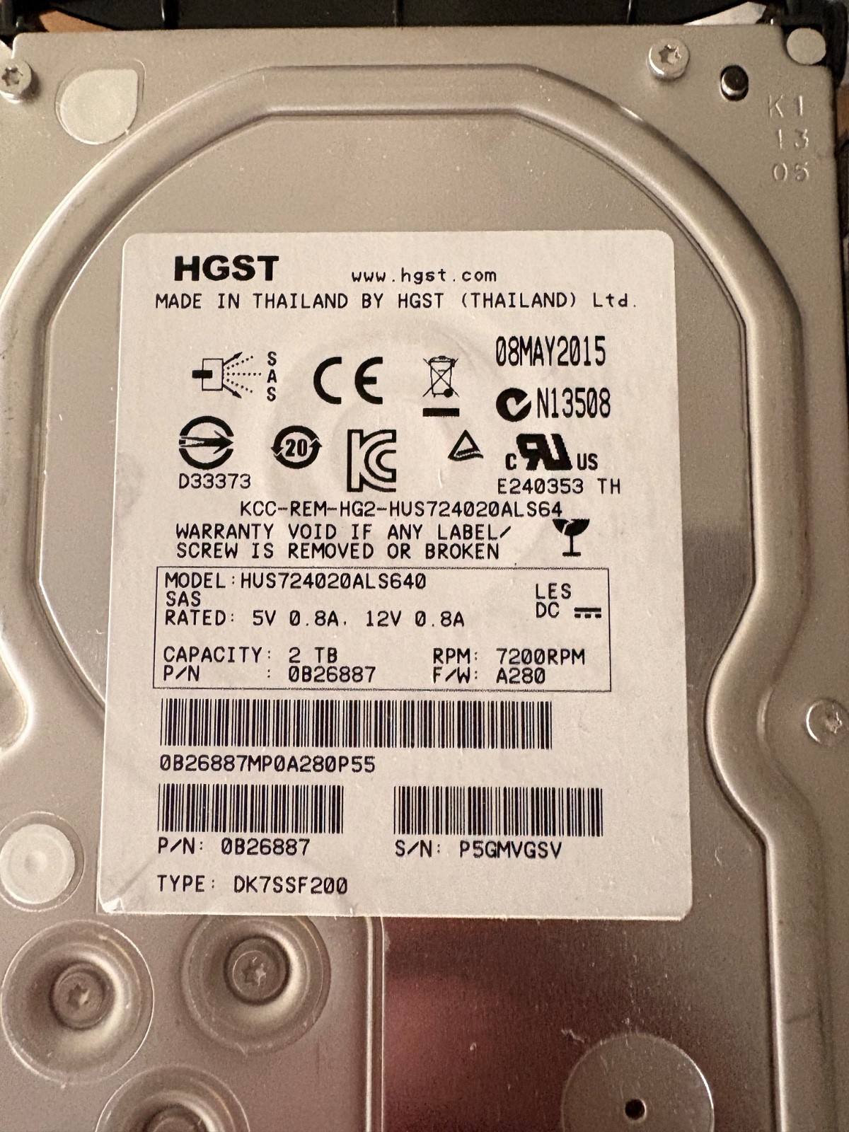 HGST EMC CLAR2000 HUS724020ALS640 2 TB SAS 2 3.5 in Enterprise Drive
