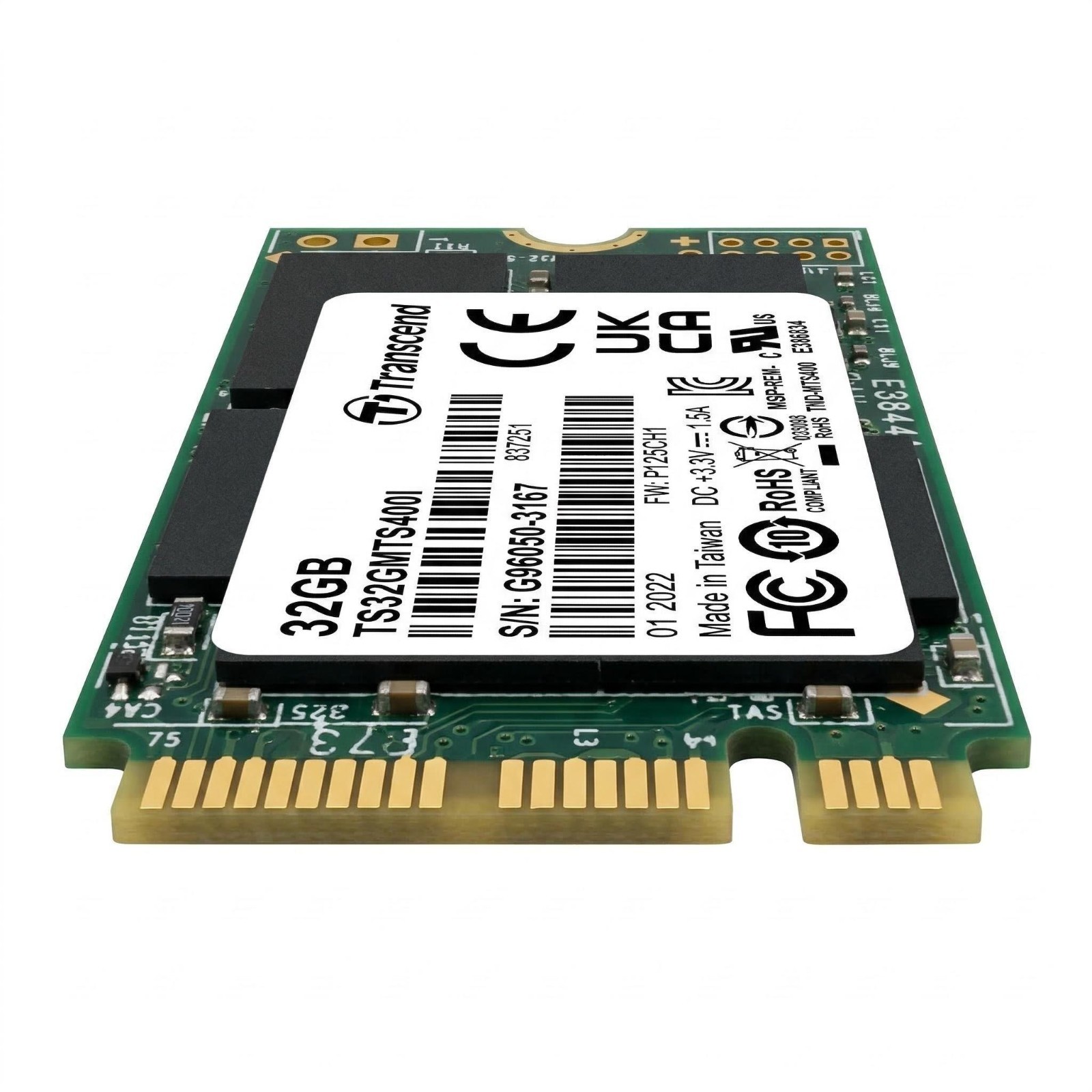 Transcend TS32GMTS400I MTS400I 32 GB M.2 PCIe NVMe SSD 2242 SATA 6 Gb/s Industr