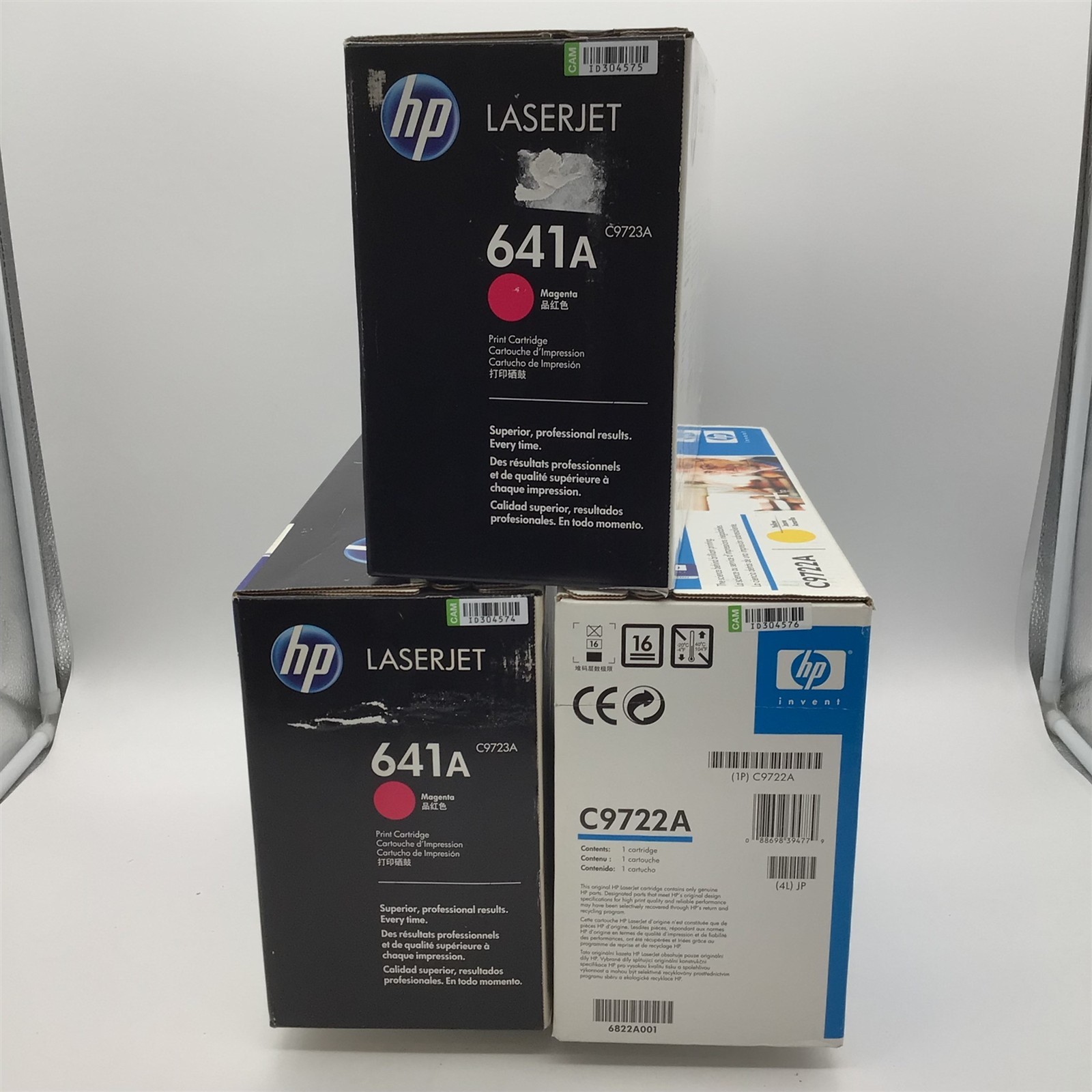 Lot of Three NEW Sealed Genuine HP Toner 1x C9722A, 2x C9723A