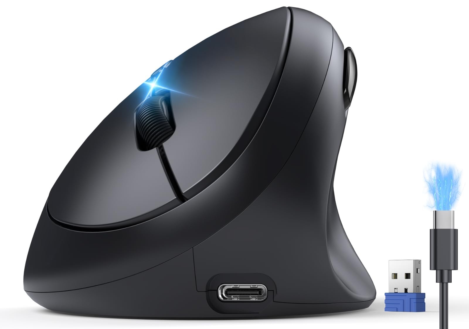 TECKNET Bluetooth Wireless Ergonomic Vertical Mouse 4800 DPI Adjustable Black