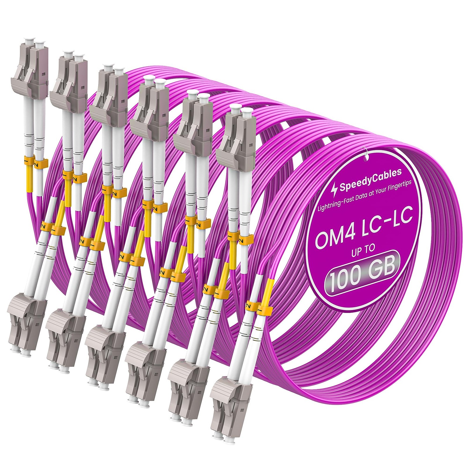 SpeedyCables- OM4 LC to LC Fiber Patch Cable 15M/50ft 6-Pack