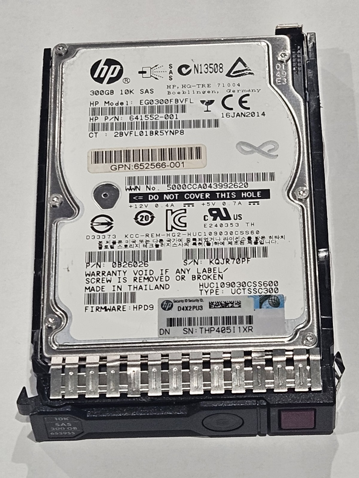 HP 300GB 10K RPM 2.5" SAS EG0300FBVFL 641552-001