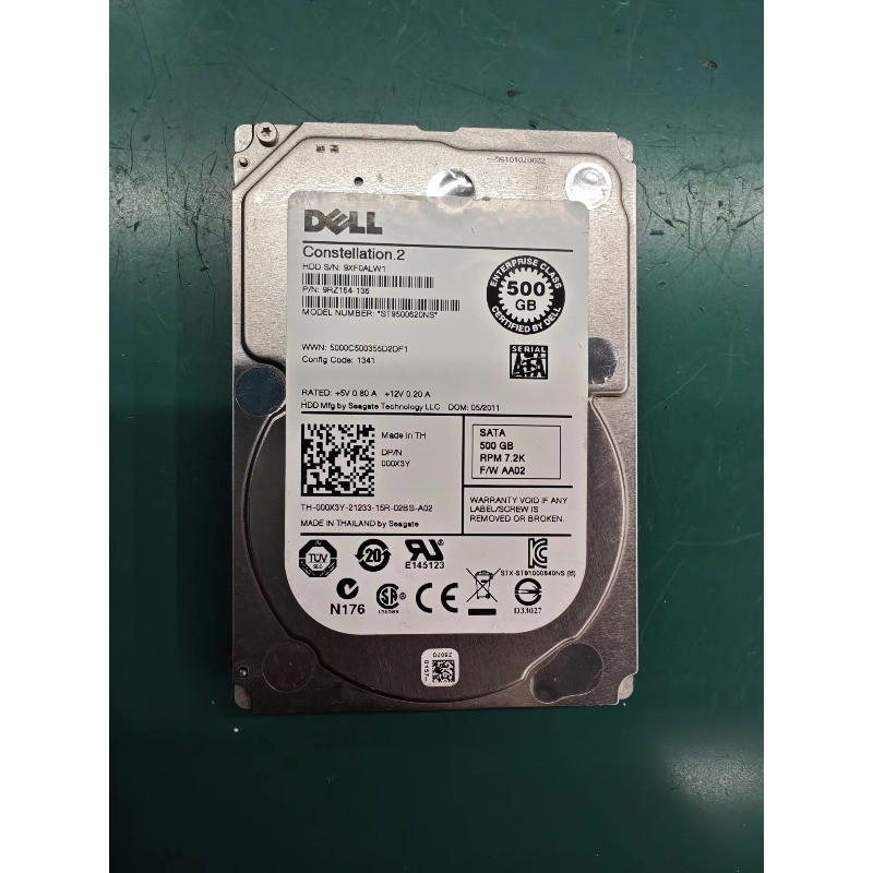 Dell 500GB 7.2K SATA 2.5" Enterprise Hard Drive ST9500620NS Constellation 2Fully