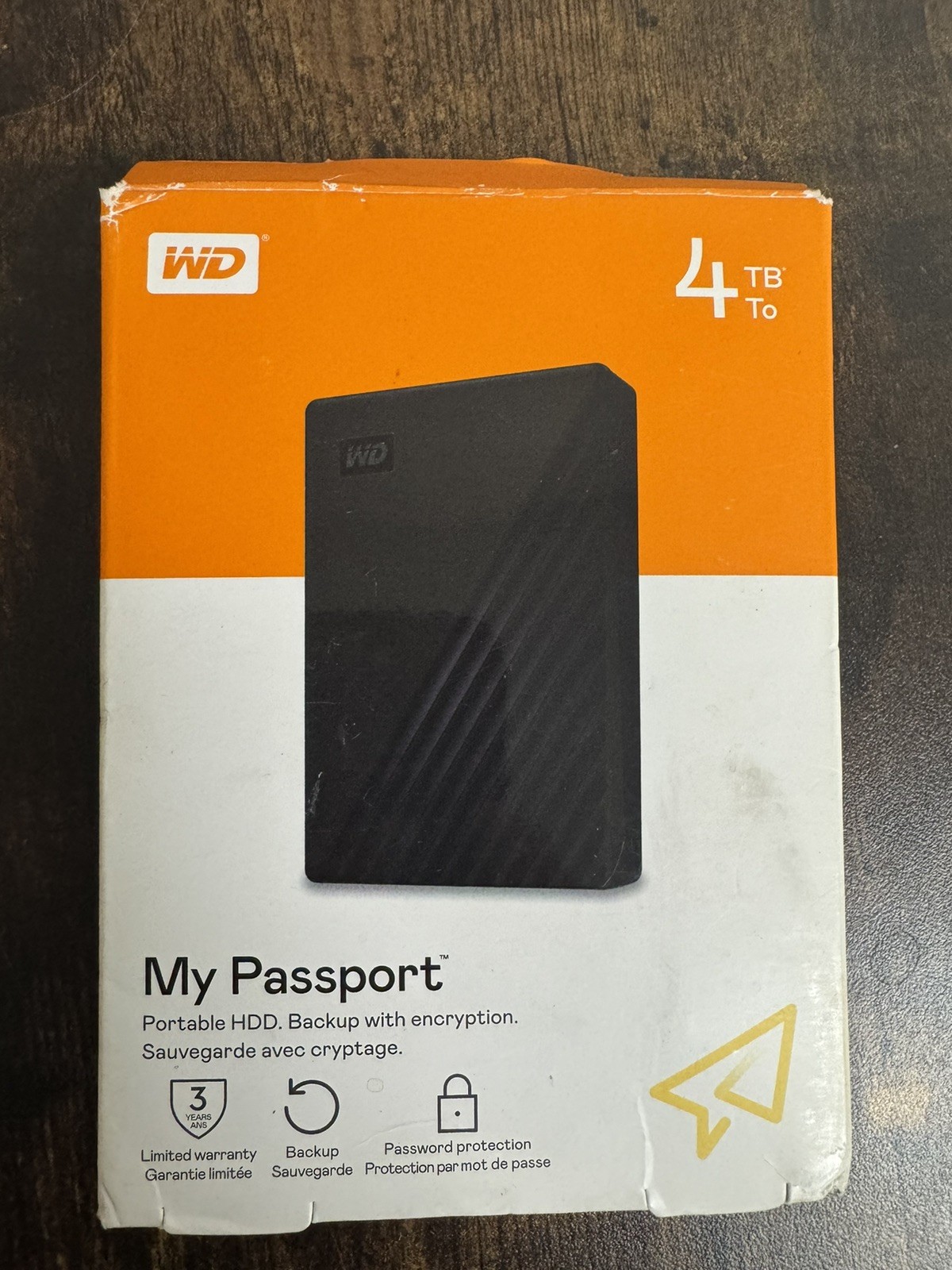 WD My Passport - 4TB External HDD Hard Drive - Black (WDBPKJ0040BBK-WESN)