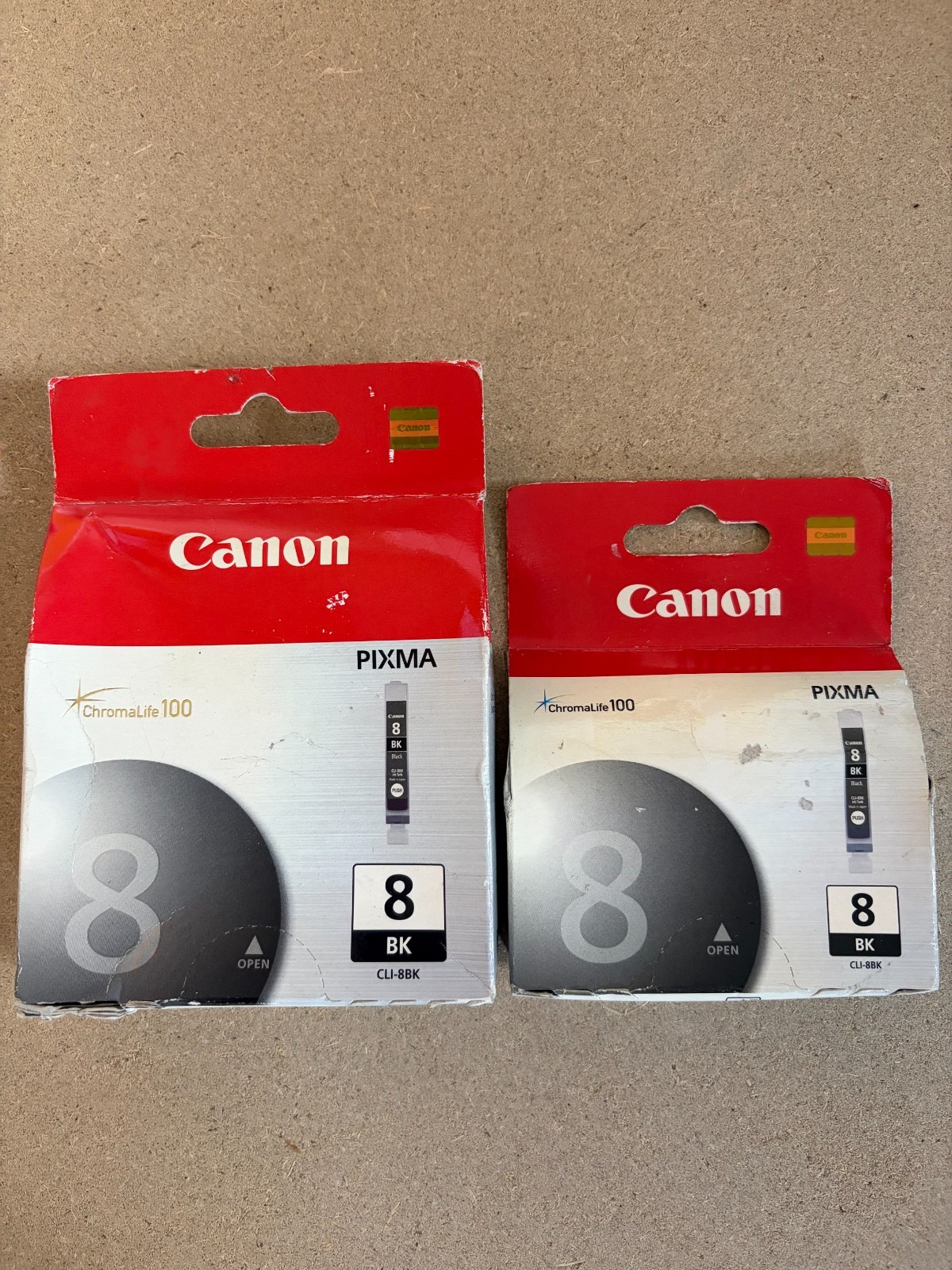 Lot of 2 Canon Genuine CLI-8BK Black Ink Cartridges NEW & Sealed