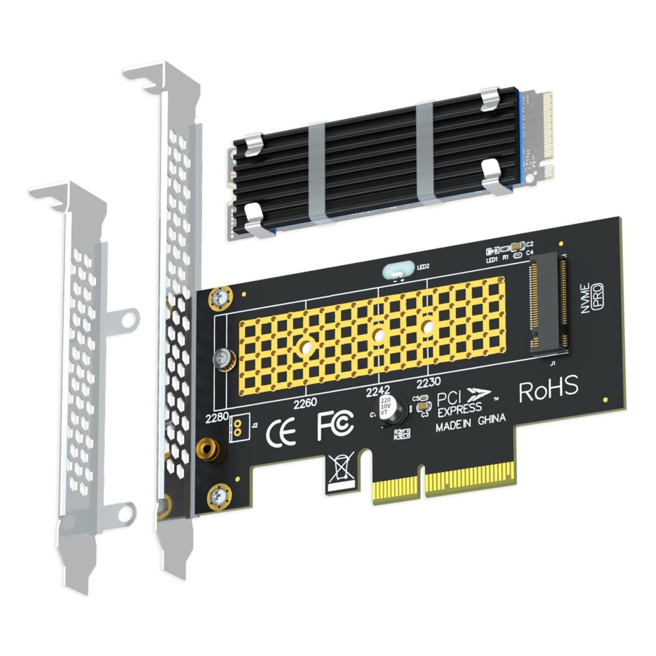 GLOTRENDS M.2 NVMe to PCIe 4.0 X4 Adapter with Heatsink for NVMe SSD