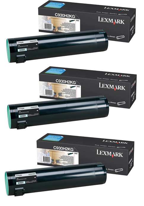 Lot of 3 Genuine Factory Sealed Lexmark C930H2KG Black Toner Cartridges