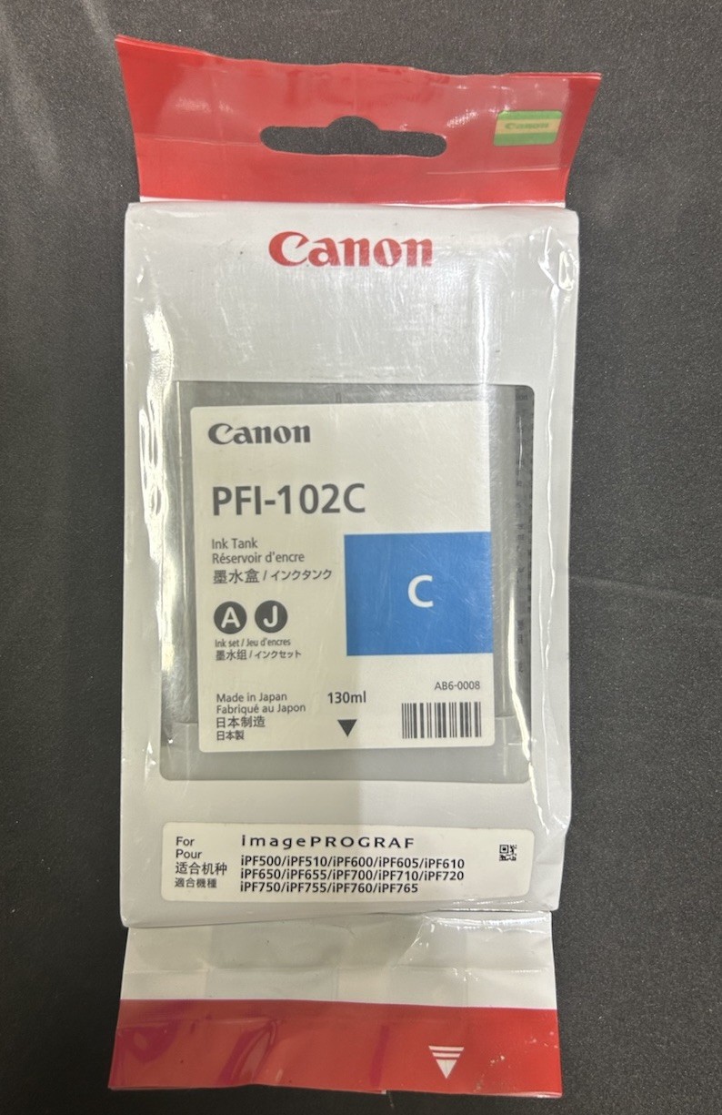 GENUINE Canon PFI-102 Cyan for imagePROGRAF iPF500 iPF600 iPF700 iPF760 iPF765
