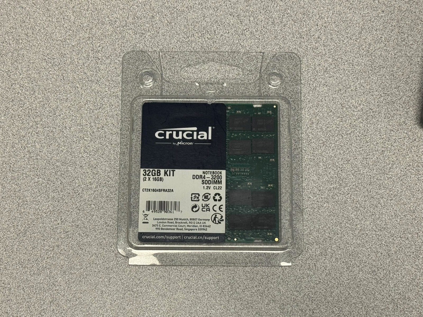 Crucial 32GB 2x16GB DDR4 SO-DIMM DDR4 3200MHz SODIMM Memory CT2K16G4SFRA32A