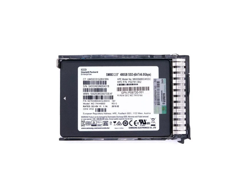 NEW HPE/Samsung 2.5" 480GB SATA 6G G10 Server SSD Replace 869378-B21 869577-001