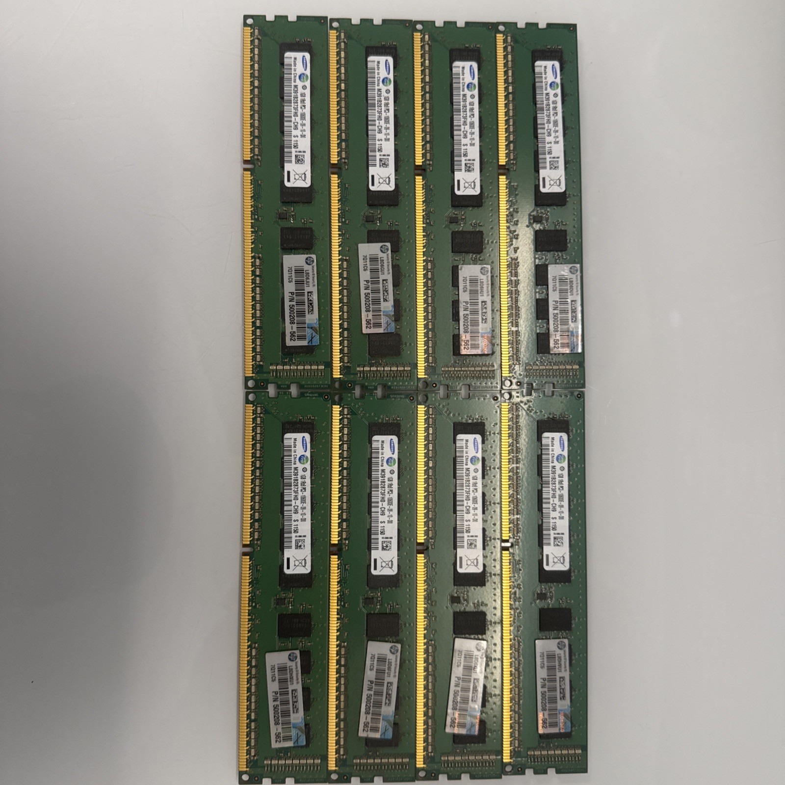 LOT  8 Samsung 1GB M391B2873FHO-CH9 1GB PC3 10600E 1Rx8 Dimm DDR3 HP
