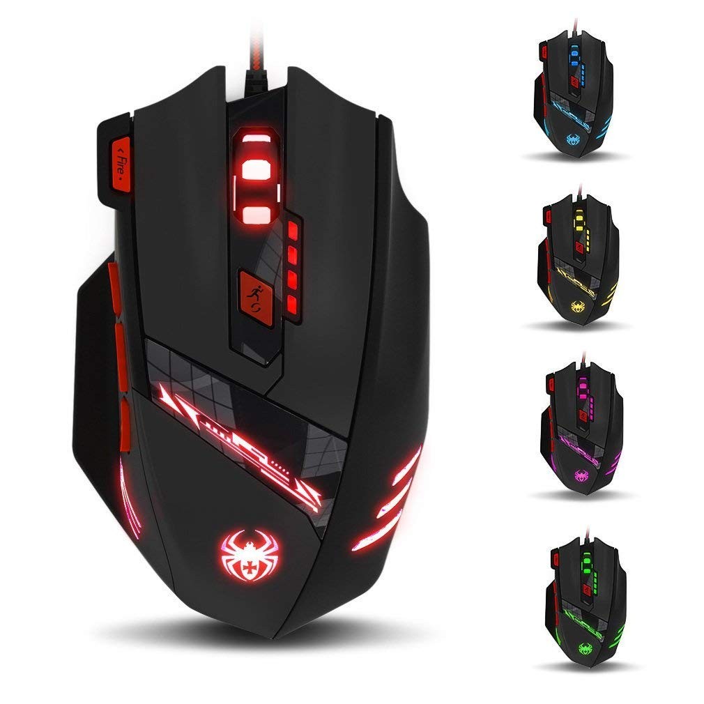 zelotes T90 Gaming Mouse 9200 DPI, 8 Programmable Buttons Multi-Modes LED Lights