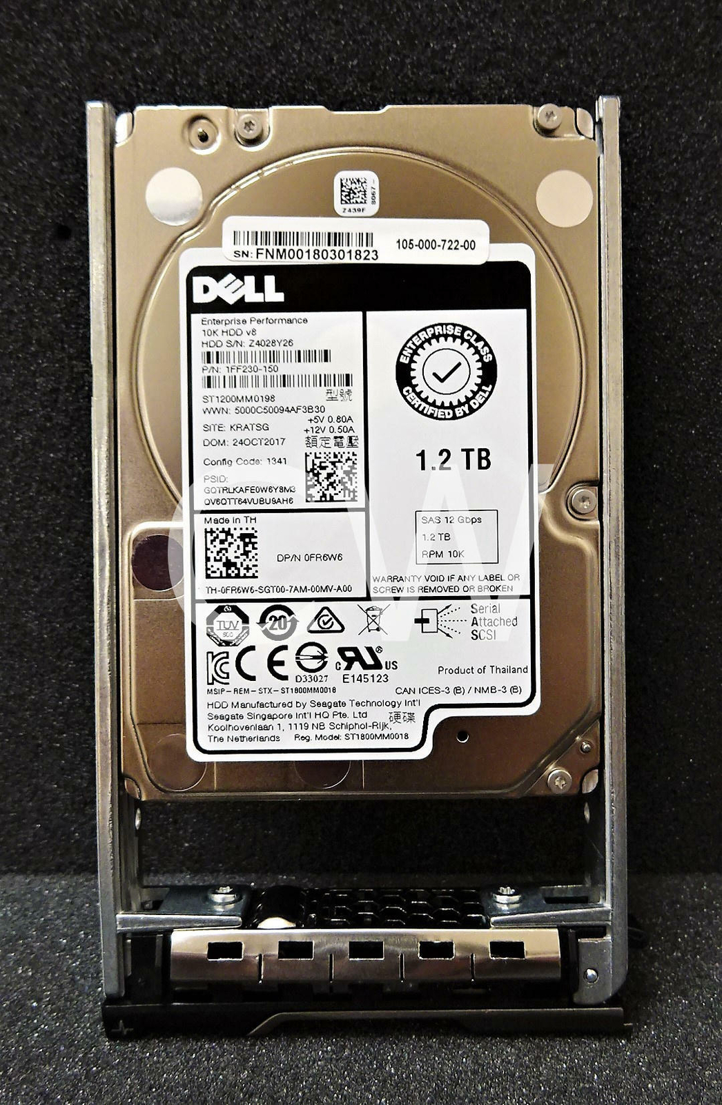 FR6W6 ST1200MM0198 Dell 1.2TB 10K RPM 12G 2.5" SAS Server M600 M610x R510 T420