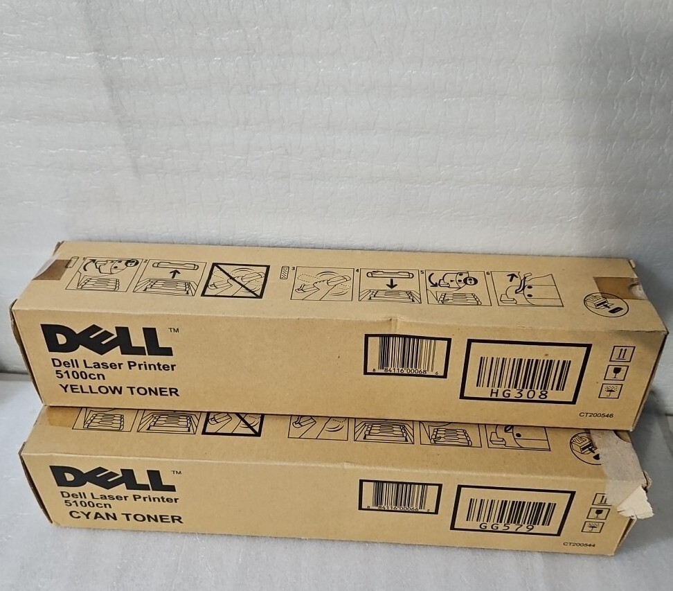 2 PK Genuine DELL Laser Printer  5100 CN Yellow & Cyan Toners