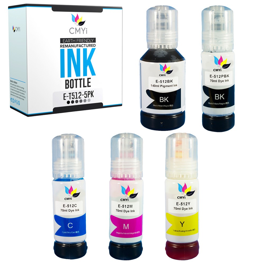 5PK CMYi Compatible Epson 512 Ink Bottles Fits Epson Expression ET-7700 ET-7750