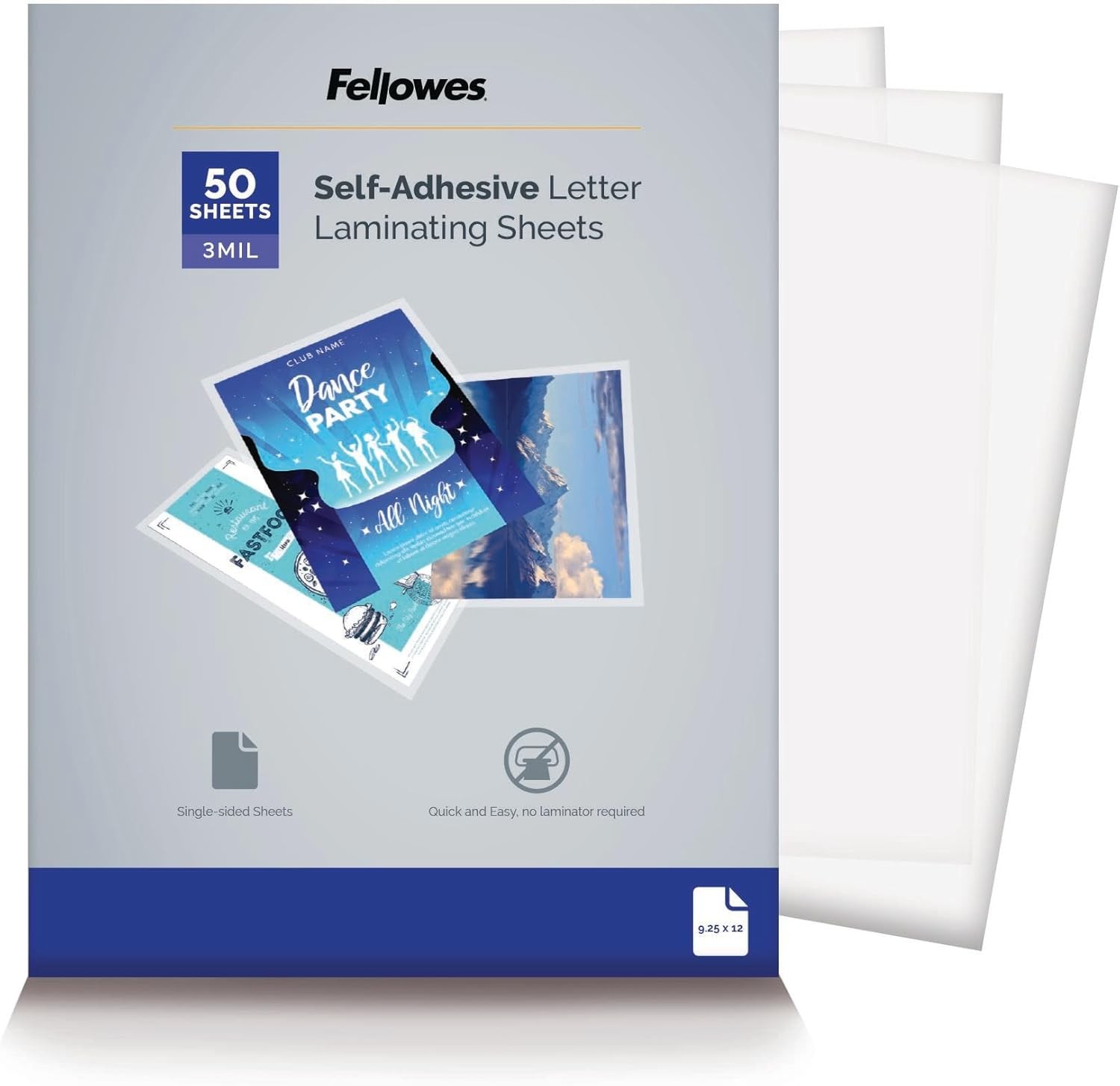 Laminating Clear Sheets Self Adhesive 9x12 3 Mil Gloss 50 Pack (5221502)