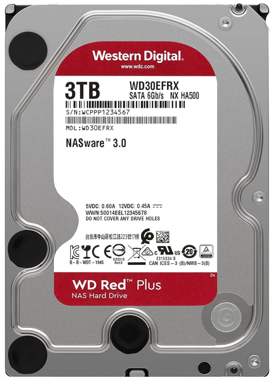 Western Digital 3TB WD Red Plus NAS HDD WD30EFRX 3.5"