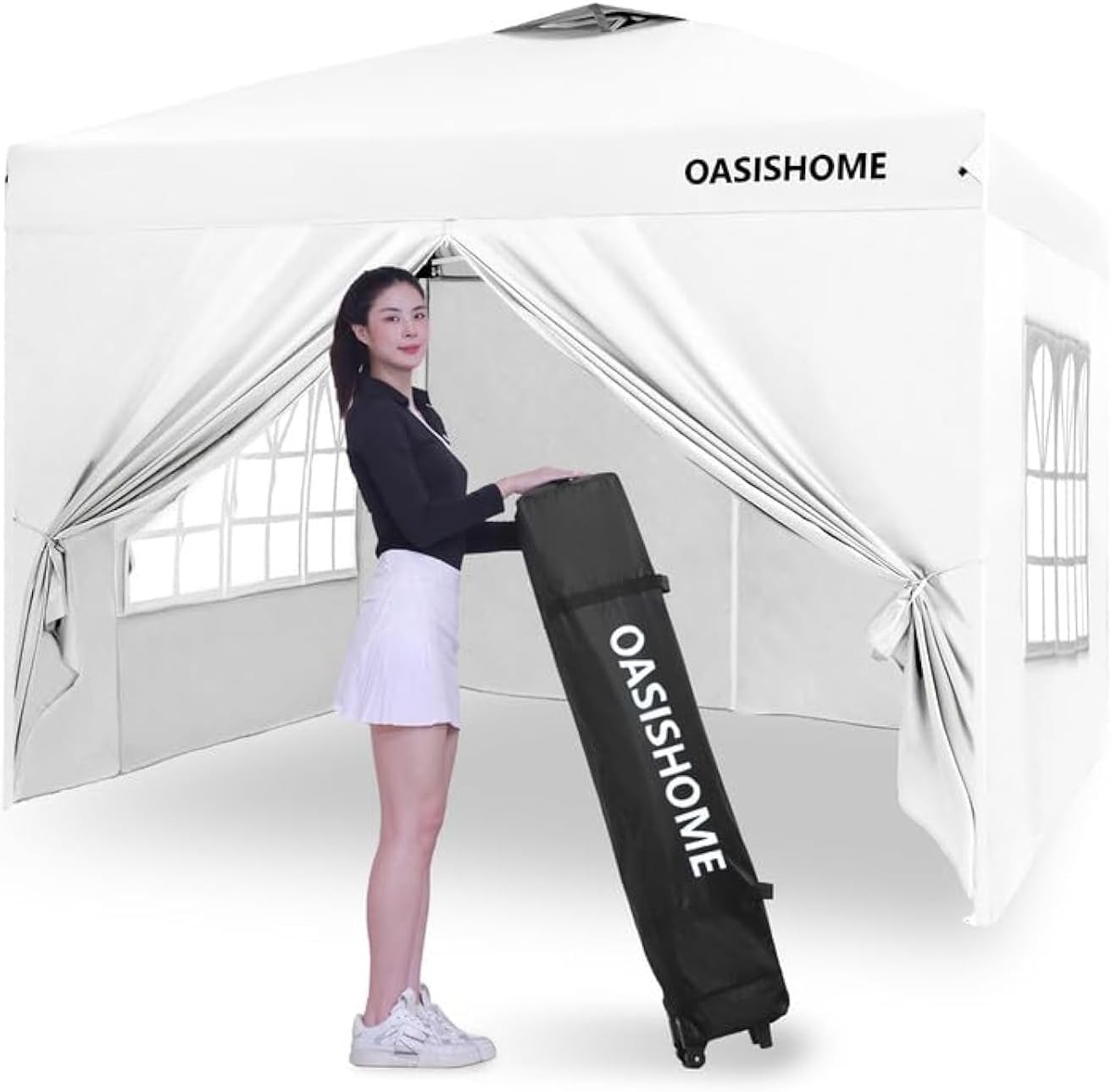 OASISHOME Pop-up Gazebo Instant Portable Canopy Tent 10'x10', 10X10, White 