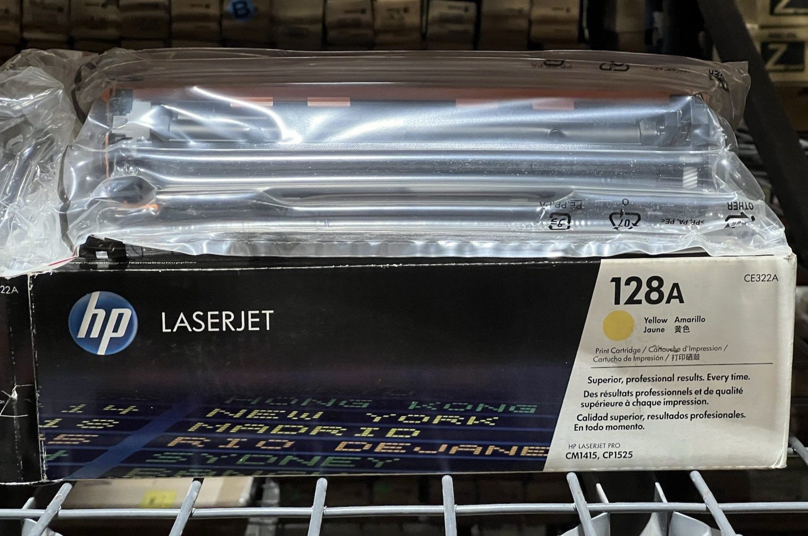 HP 128A CE322A  Toner Cartridge -Yellow-Worn Box
