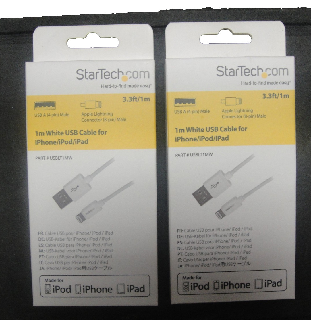 2 x  Startech  1M  3Ft Usb To Lightning Cable Iphone / Ipad Charging/Sync Cord