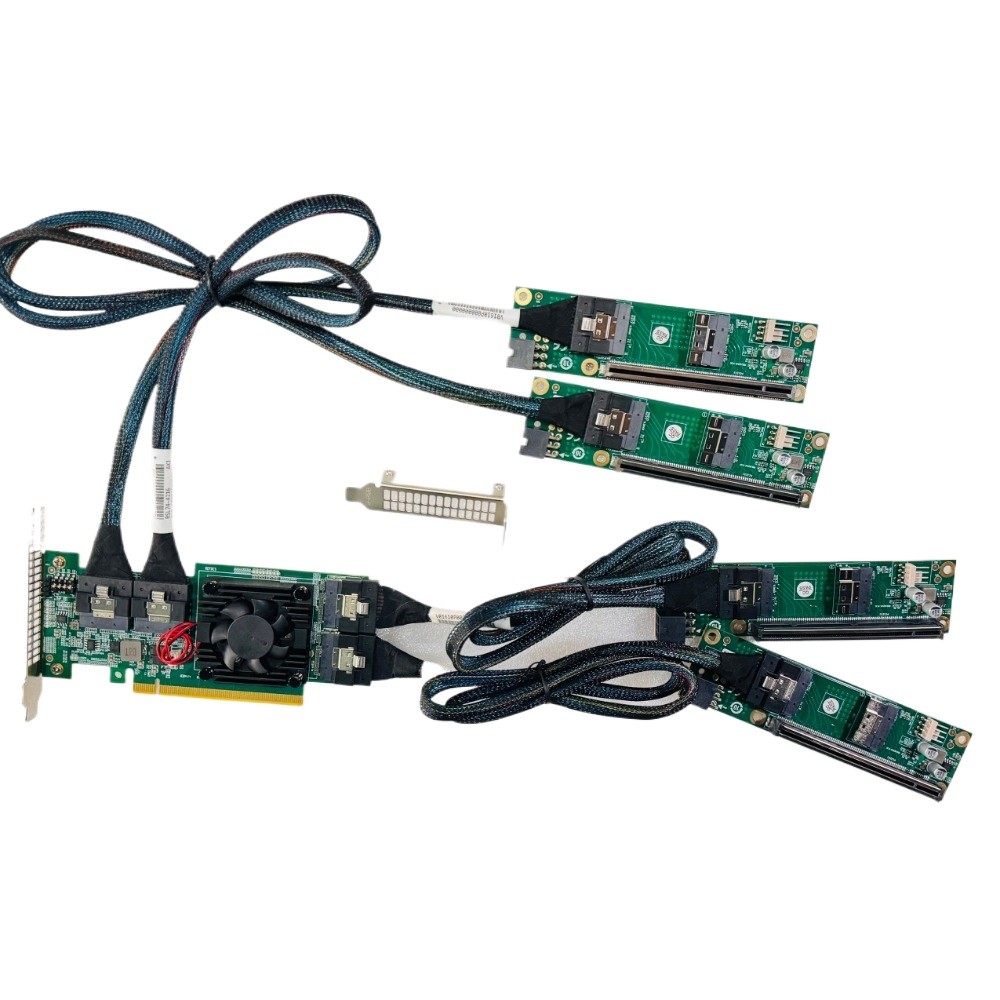 PLX8749 Expansion Card 4*SFF-8654 8I PCI-E X16 + 4*Baseplate 4*Cable X8X8X8X8 US