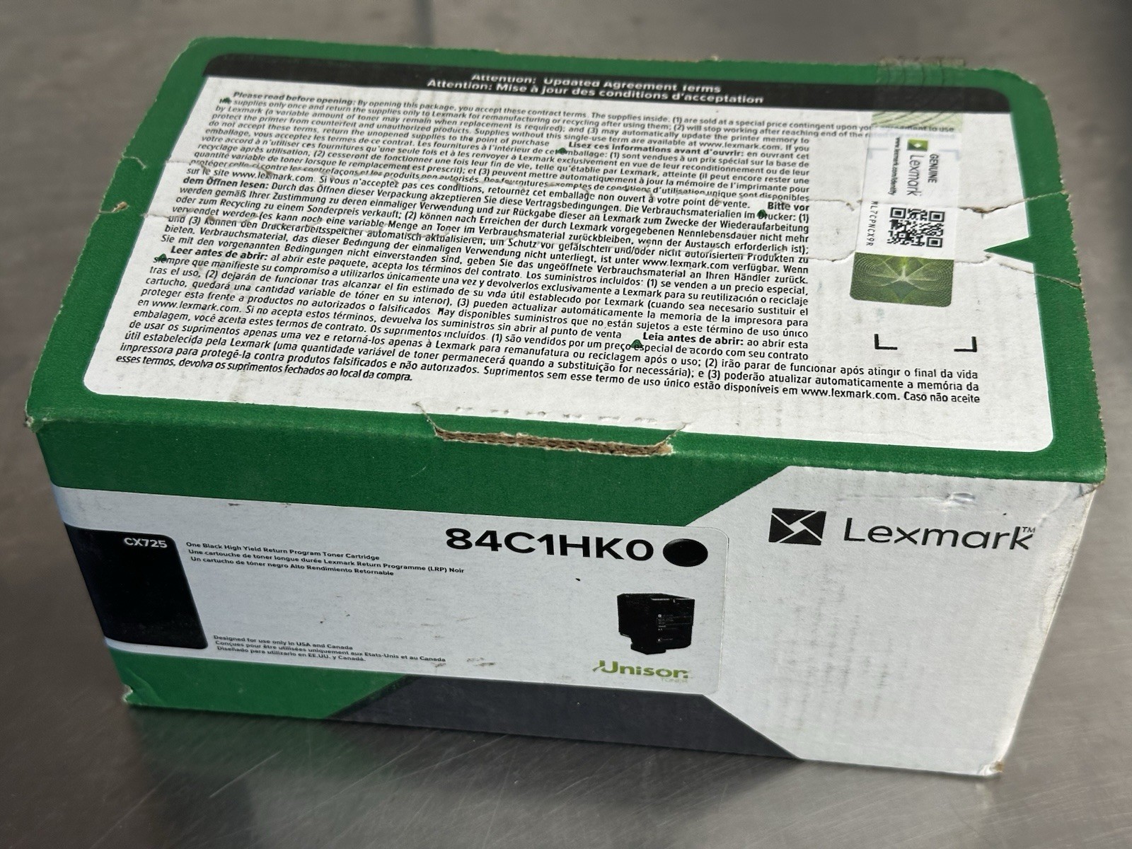 **EMPTY** GENUINE LEXMARK 84C1HK0 Black High Yield Toner CX725