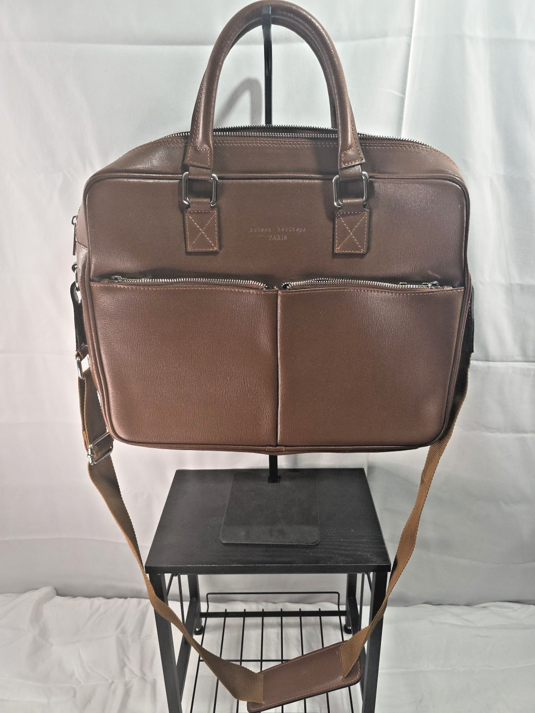 Maison Heritage Paris Brown Calfskin Leather Briefcase 24 Bag Luxury Laptop Work