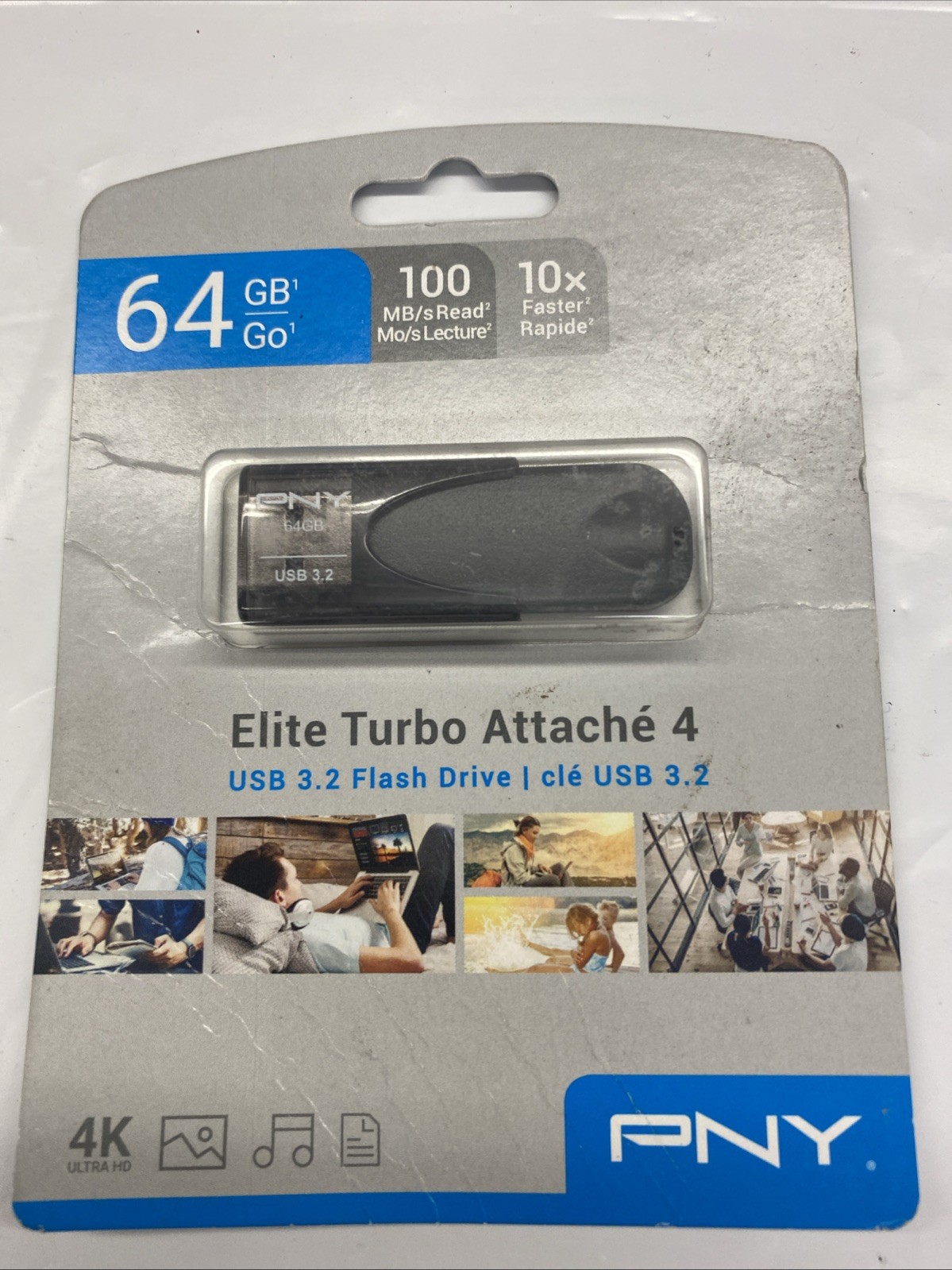 PNY - Elite Turbo Attache 4 64GB USB Flash Drive - Black. New