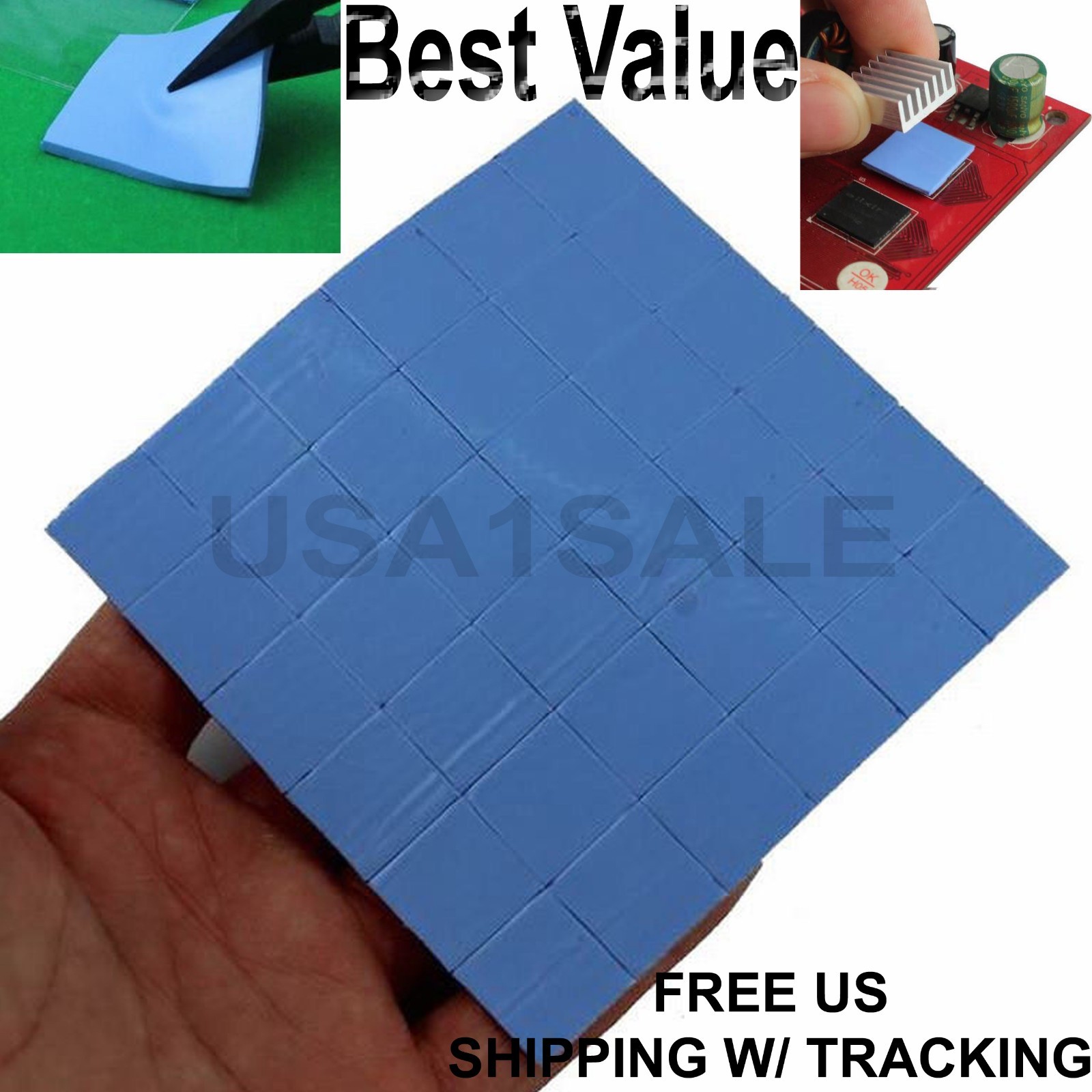 lot of 36 Thermal Conductive Pads 15x15x1 mm For Heat-sink Chip GPU/CPU PS 2 3 4