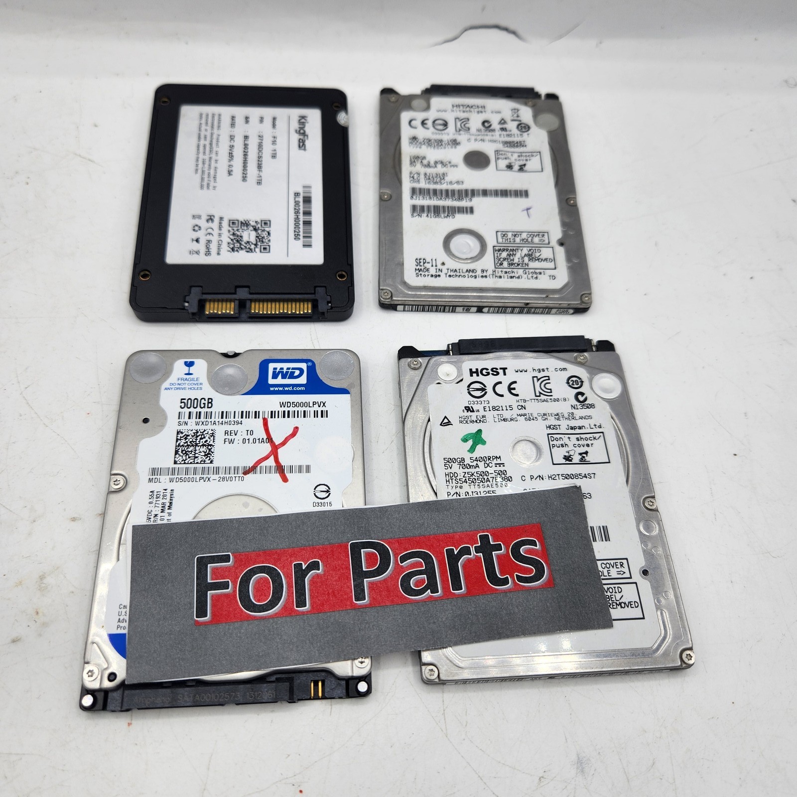 Lot of 4 Hard Drives & SSDs - KingFast WD HGST Hitachi - 160GB 500GB 1TB - FOR