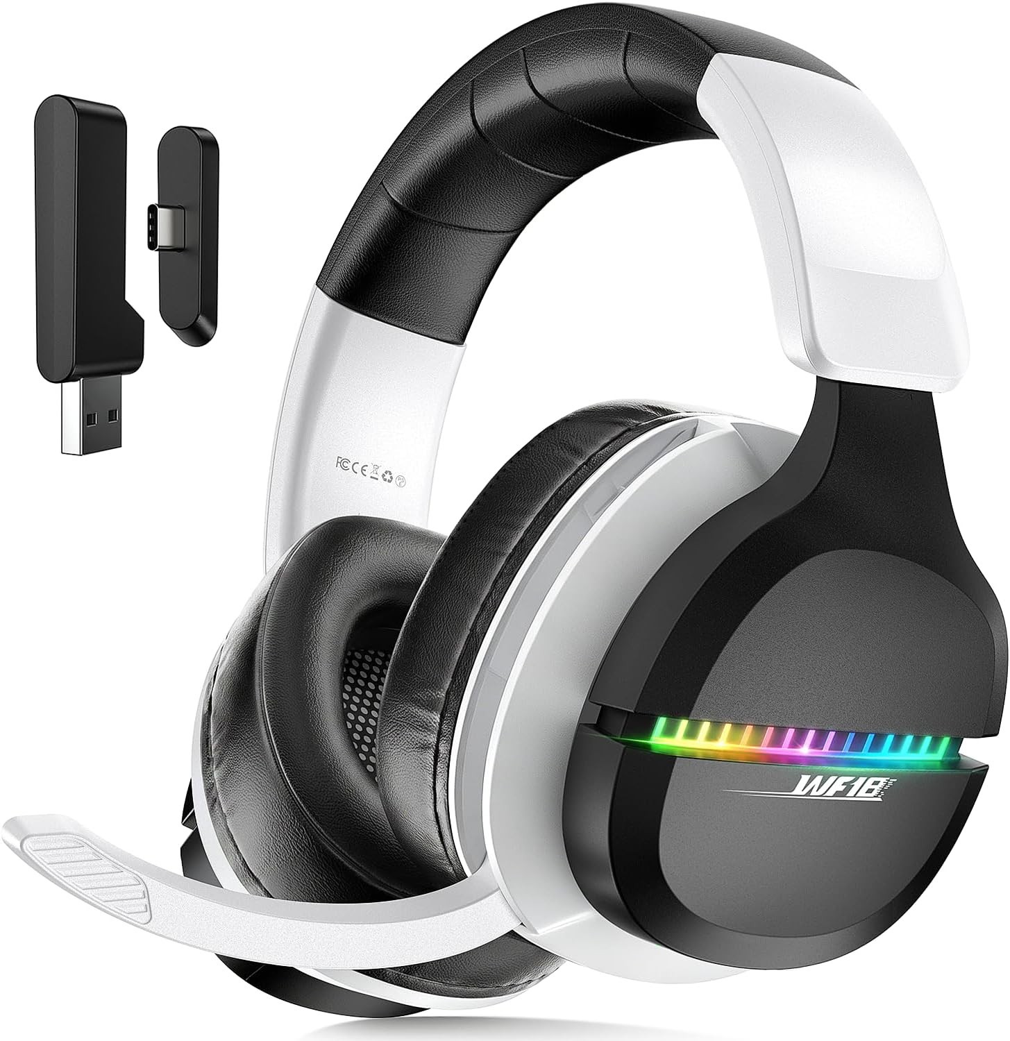 BUWNIA WF18 Wireless Gaming Headset 7.1 Surround Sound PC PS4 PS5 Switch Laptop