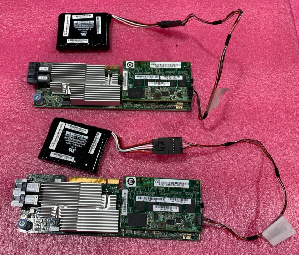Cisco UCS MRAID12G 1GB SAS RAID Controller 74-102746-01 w/Battery Lot of 2