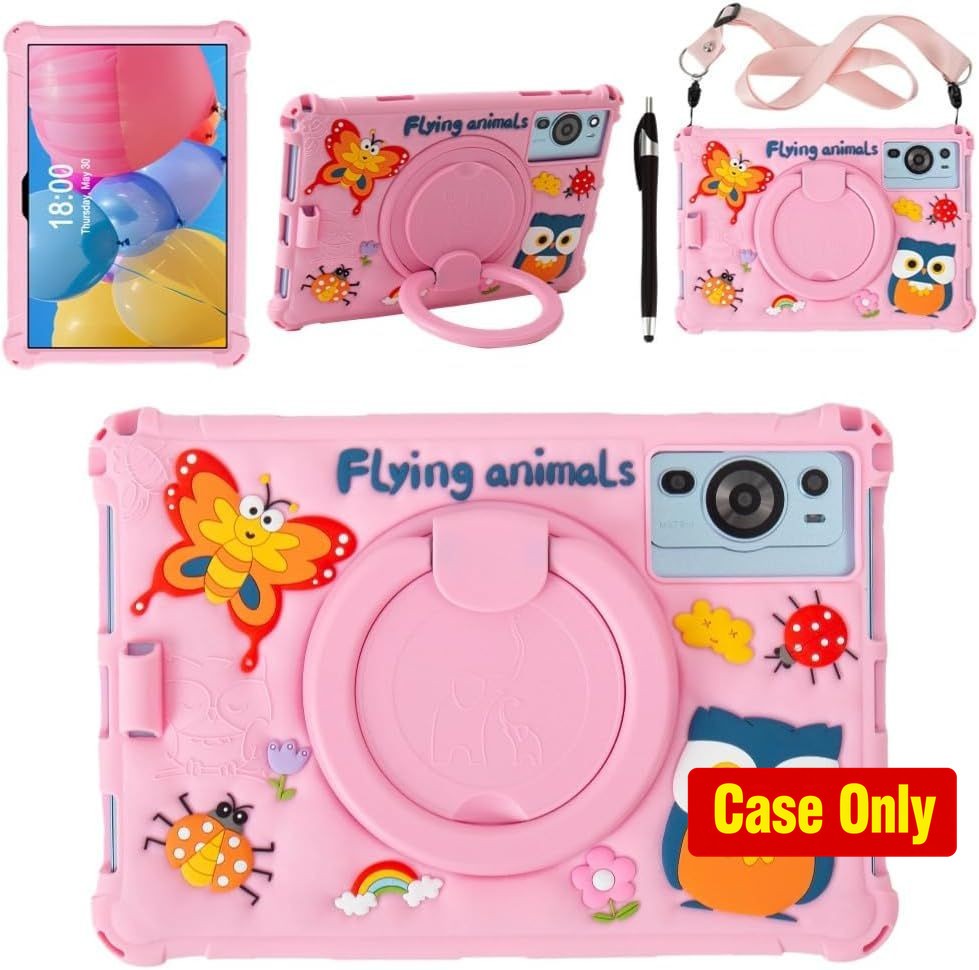 Cute 3D Cartoon Cover Case for 10.1" Gleeso KB10 Tablet, Pink Insects Design