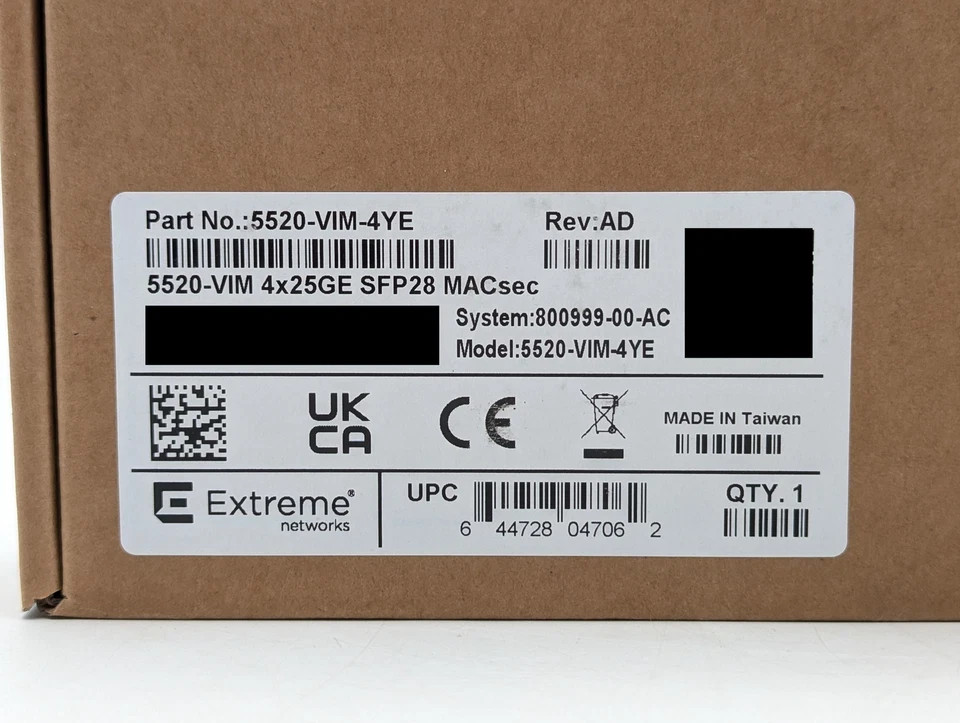 New Extreme Networks 5520-VIM-4YE Versatile Interface Module 4X 25GE SFP28Ports